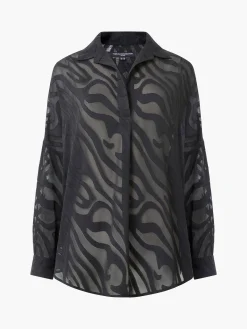 French Connection Tops|Shirts-Zebra Devore Popover Shirt