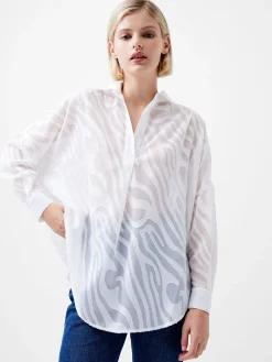 French Connection Tops|Shirts-Zebra Devore Popover Shirt